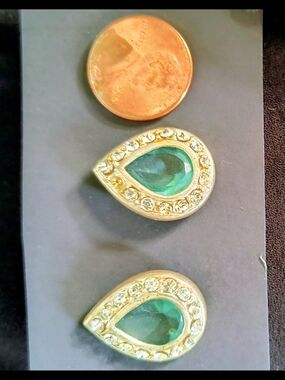 Carter's Gold-Tone Teardrop Earrings with Emerald Green Stones